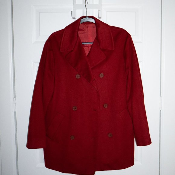 Red Cashmere Peacoat Jacket (M) - Picture 1 of 4